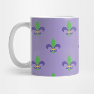 Fleur-de-lis pattern on a purple background. Mug